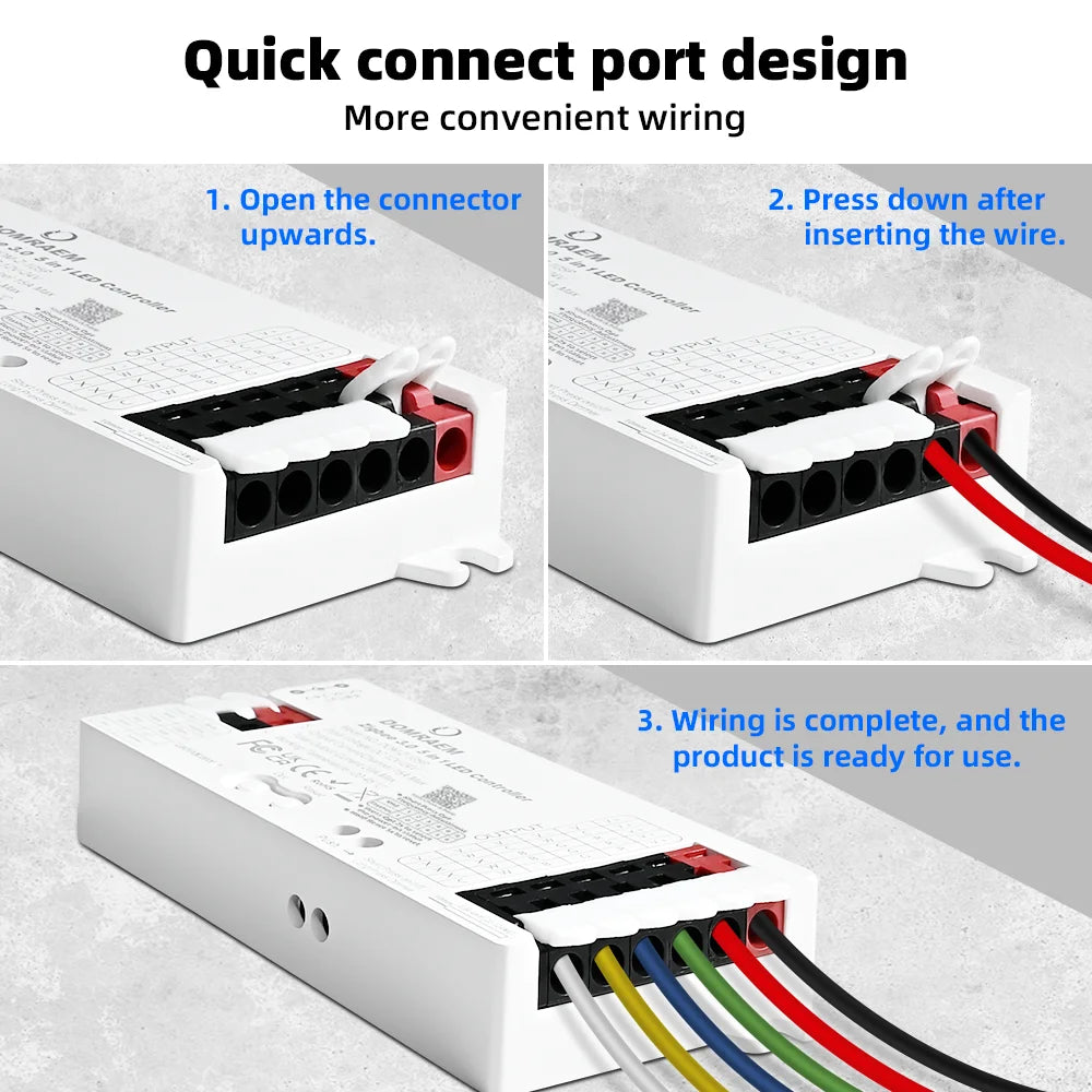 DOMRAEM Zigbee 3.0 5 in 1 LED Strip Controller DIMMER CCT RGB RGBW RGBCCT PWM Compatible with HU*E SmartThings APP Voice 20A Max