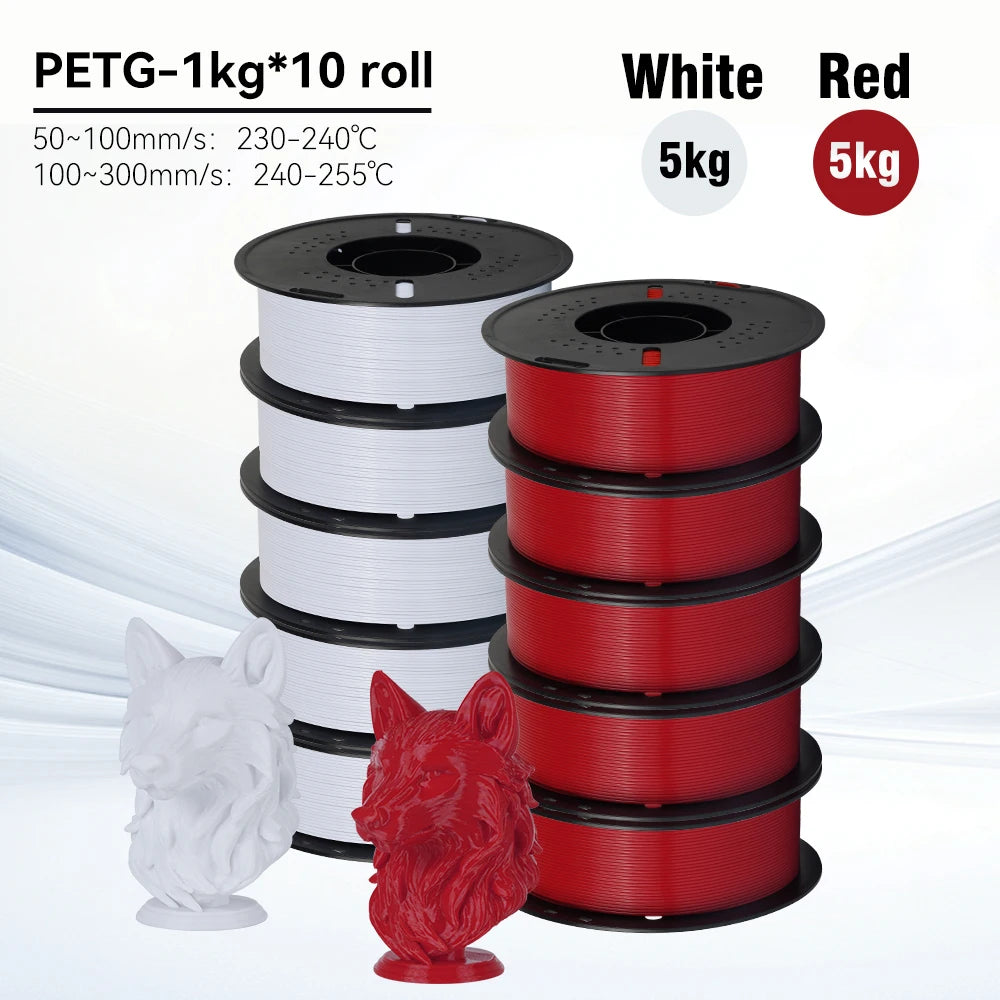 KINGROON 10KG 1.75mm PETG Filament High Quality 3D Printing Eco-friendly Plastic Material Vacuum Packaging 3D Printer Filament Fast Shipping