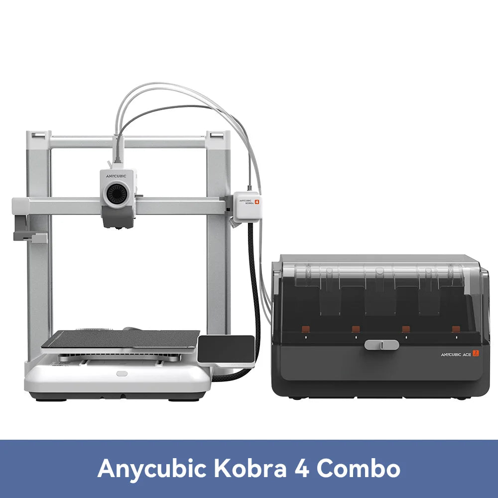 ANYCUBIC Kobra 4/Kobra 4 Combo 600mm/s Fast Printing 3D Printer Up to 8 Colors ACE 2 Pro Filament Drying APP Control 3D Printer