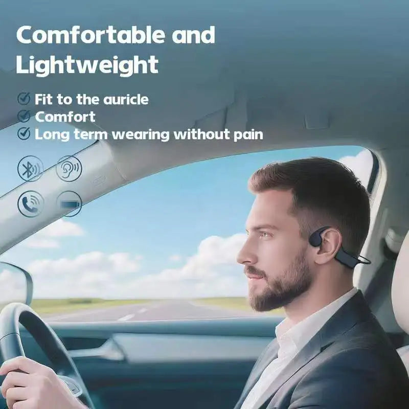 Open-ear Bone Conduction Headphones with Built-in Microphone, 12 Hours Playtime, Perfect for Running, Gym Workout and Daily Sports, Ideal Gift for Festival and Daily Use