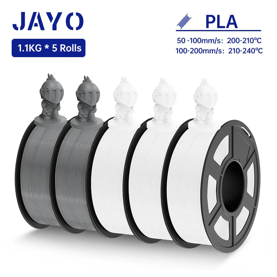 JAYO PLA Filament 1.75MM 5Rolls 3D Printer Filament PLA 100% No Bubble for FDM Coloful 3D Printing Material DIY Gift