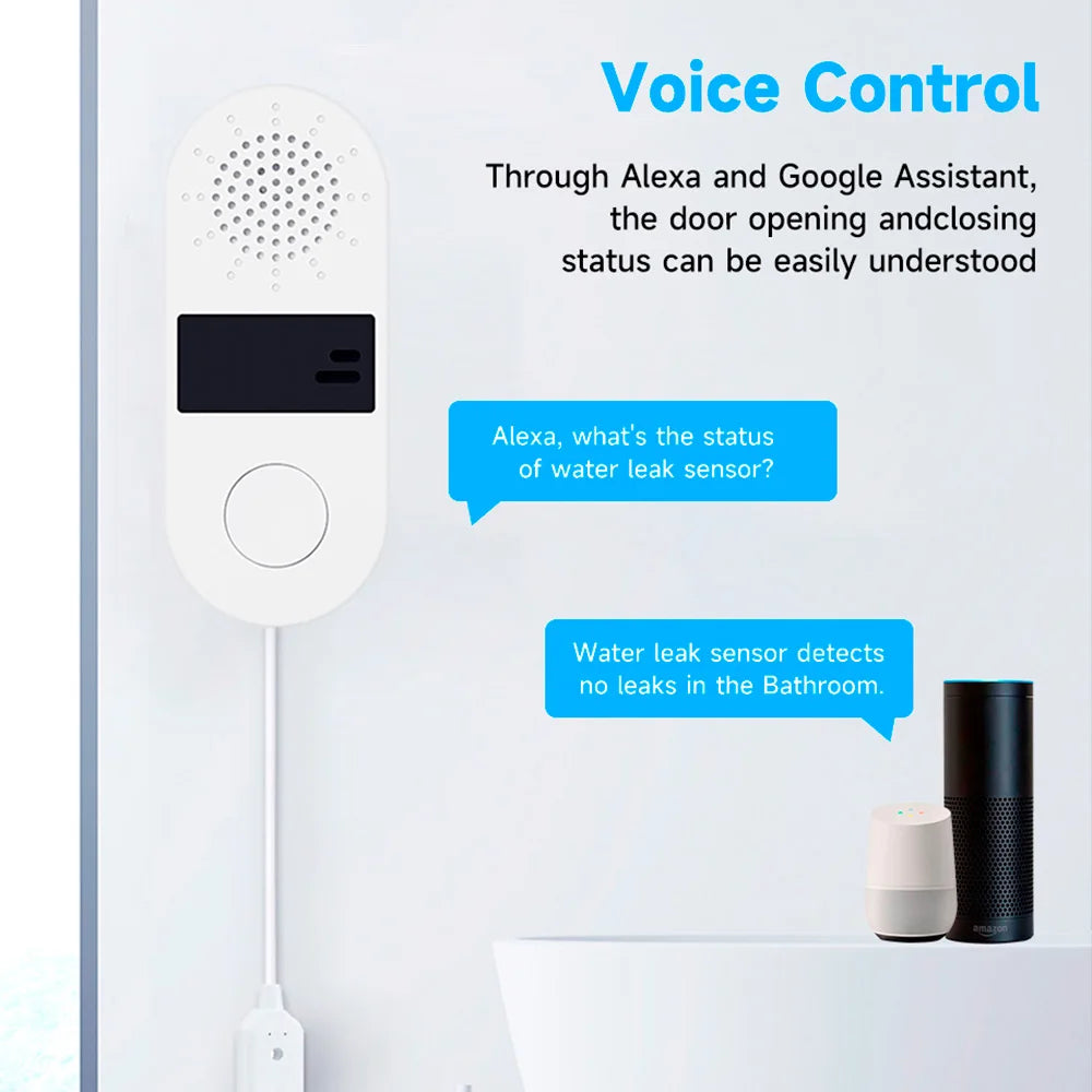 Tuya WiFi Water Leak Sensor 130DB Water Leak Detector Smart Life APP Notification Alerts,Water Flood Leak Alarm Home Security