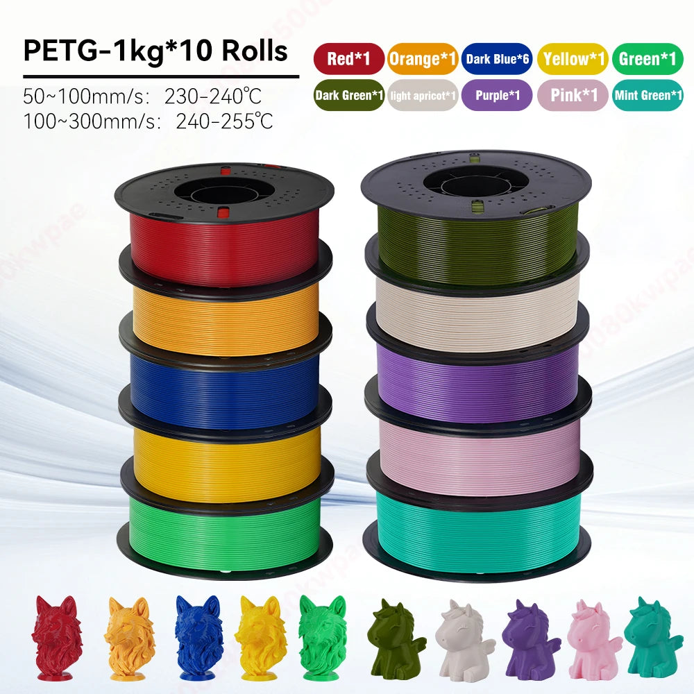 KINGROON 10KG 1.75mm PETG Filament High Quality 3D Printing Eco-friendly Plastic Material Vacuum Packaging 3D Printer Filament Fast Shipping