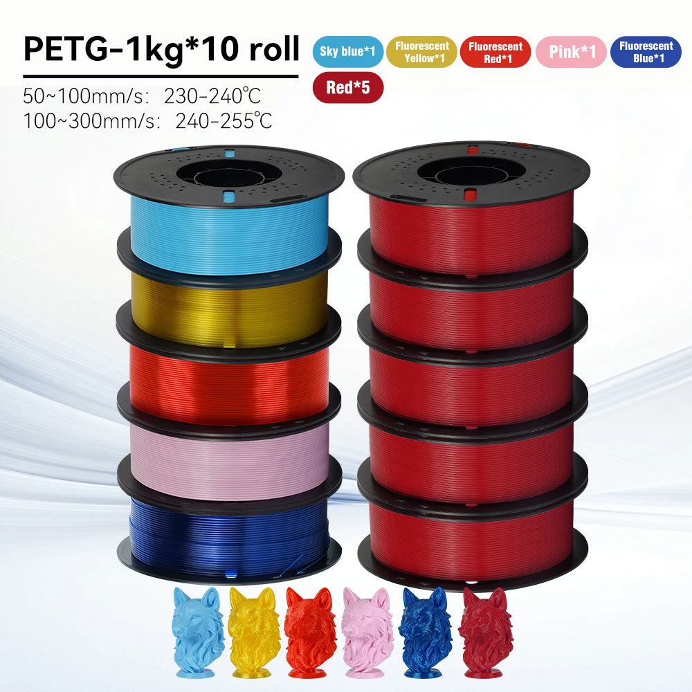KINGROON 10KG 1.75mm PETG Filament High Quality 3D Printing Eco-friendly Plastic Material Vacuum Packaging 3D Printer Filament Fast Shipping