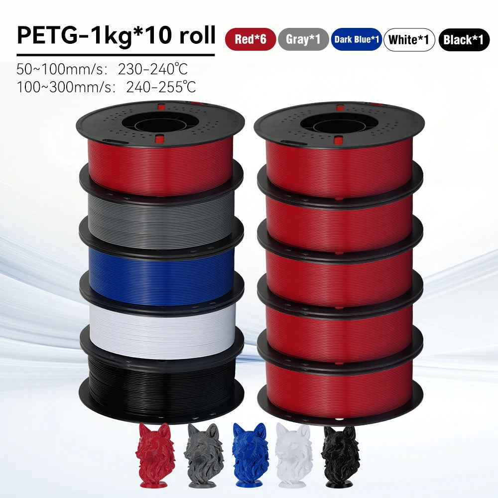 KINGROON 10KG 1.75mm PETG Filament High Quality 3D Printing Eco-friendly Plastic Material Vacuum Packaging 3D Printer Filament Fast Shipping