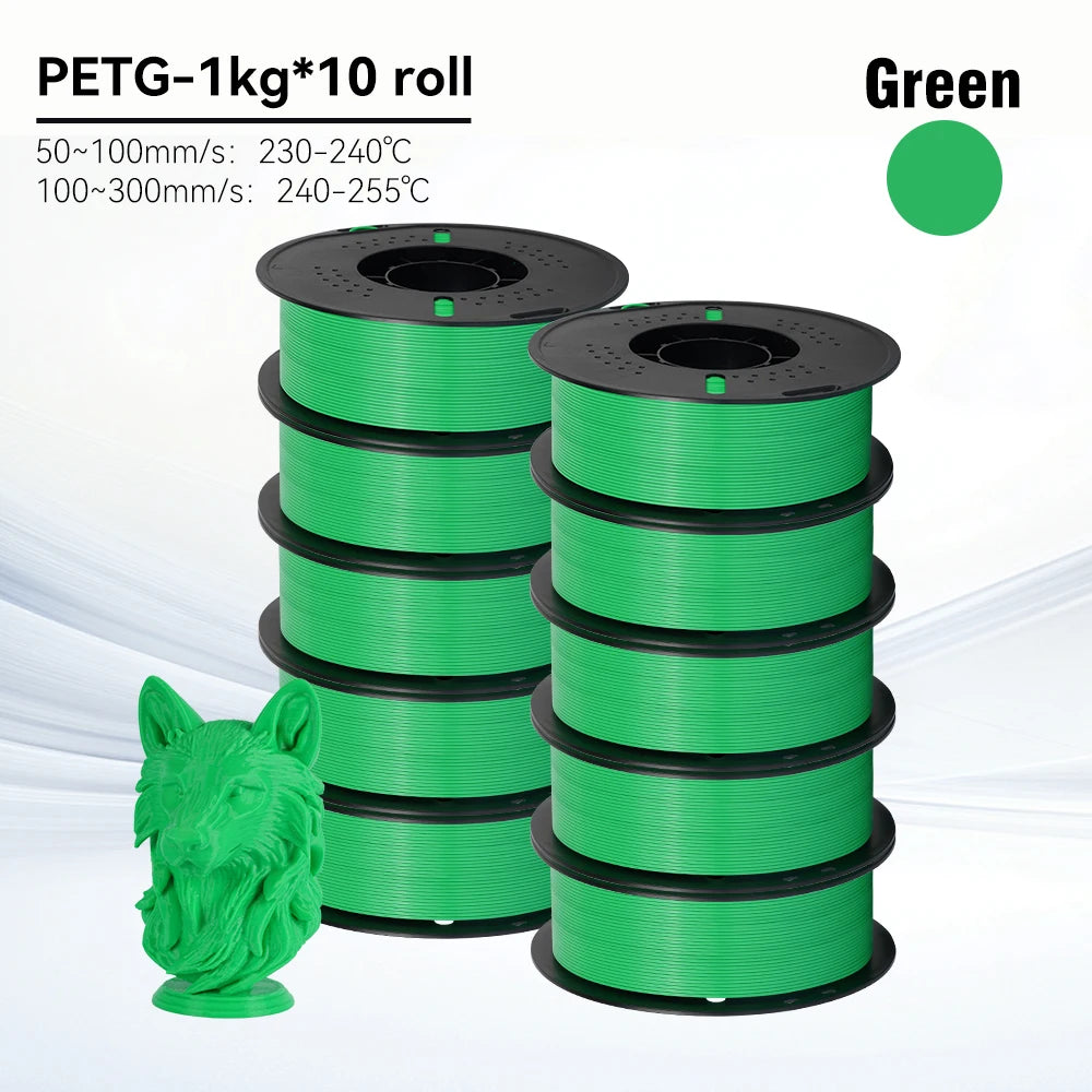 KINGROON 10KG 1.75mm PETG Filament High Quality 3D Printing Eco-friendly Plastic Material Vacuum Packaging 3D Printer Filament Fast Shipping