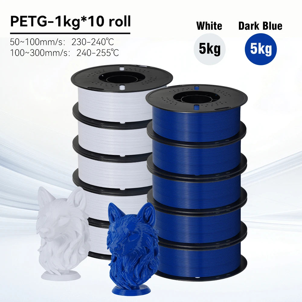 KINGROON 10KG 1.75mm PETG Filament High Quality 3D Printing Eco-friendly Plastic Material Vacuum Packaging 3D Printer Filament Fast Shipping