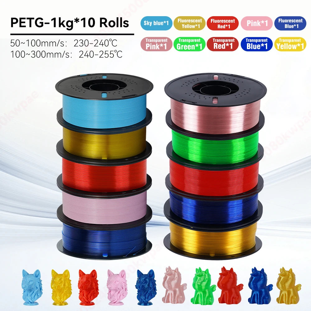 KINGROON 10KG 1.75mm PETG Filament High Quality 3D Printing Eco-friendly Plastic Material Vacuum Packaging 3D Printer Filament Fast Shipping