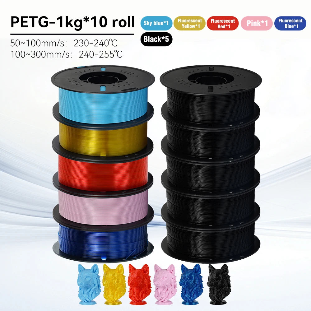 KINGROON 10KG 1.75mm PETG Filament High Quality 3D Printing Eco-friendly Plastic Material Vacuum Packaging 3D Printer Filament Fast Shipping