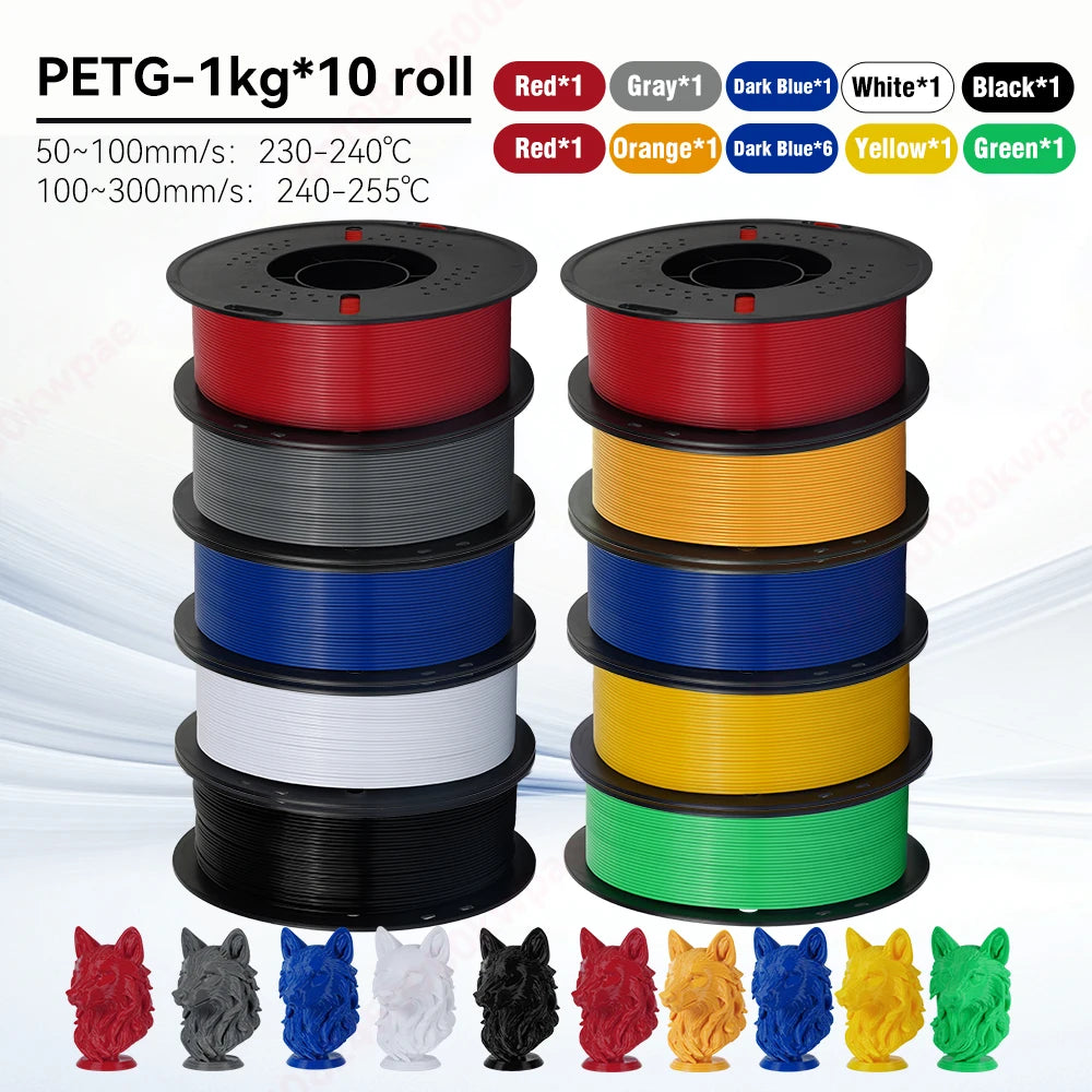 KINGROON 10KG 1.75mm PETG Filament High Quality 3D Printing Eco-friendly Plastic Material Vacuum Packaging 3D Printer Filament Fast Shipping