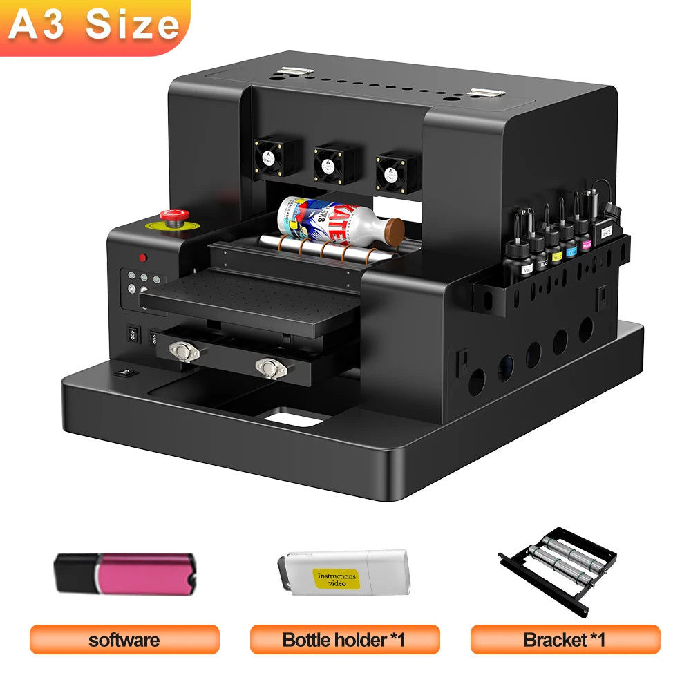 A3 UV DTF Printer Impresora L805 UV Printer Machine A3/A4 UV Flatbed Printer For Bottle Wood Metal UV Printer Sticker Printer 3d