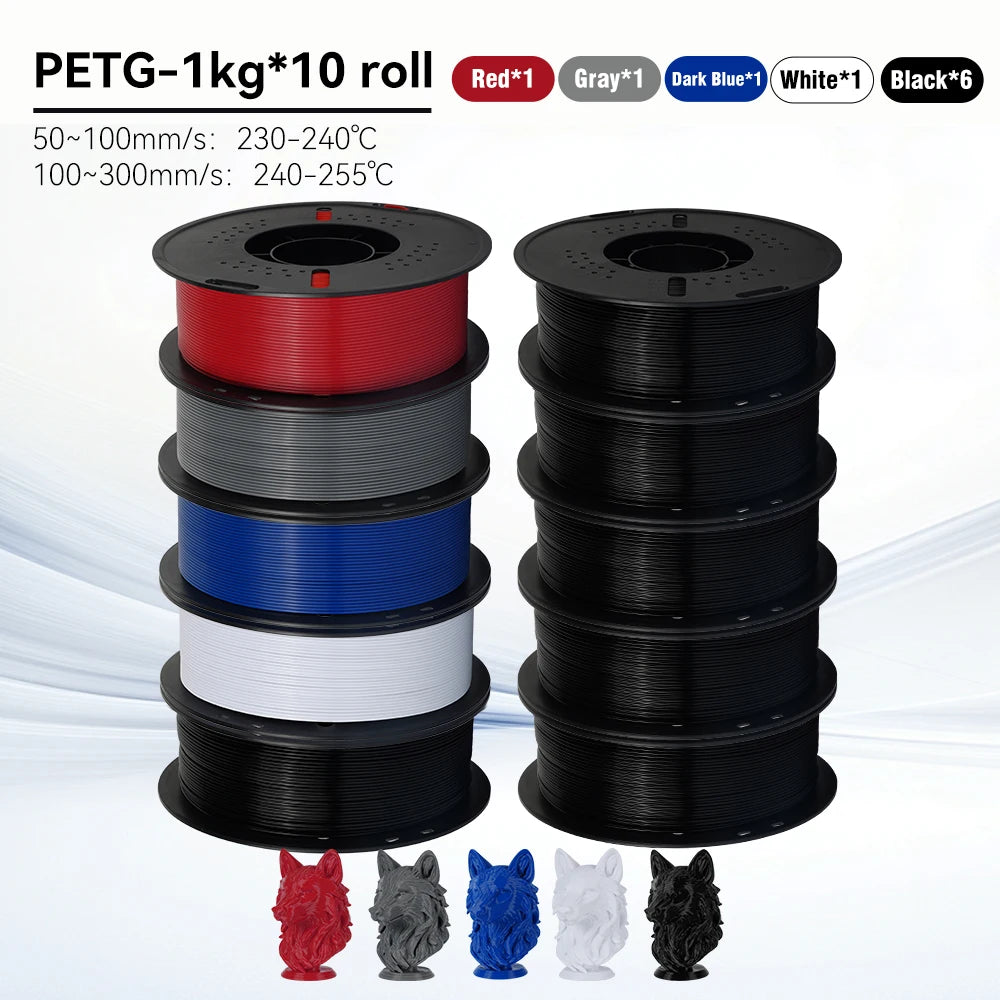 KINGROON 10KG 1.75mm PETG Filament High Quality 3D Printing Eco-friendly Plastic Material Vacuum Packaging 3D Printer Filament Fast Shipping