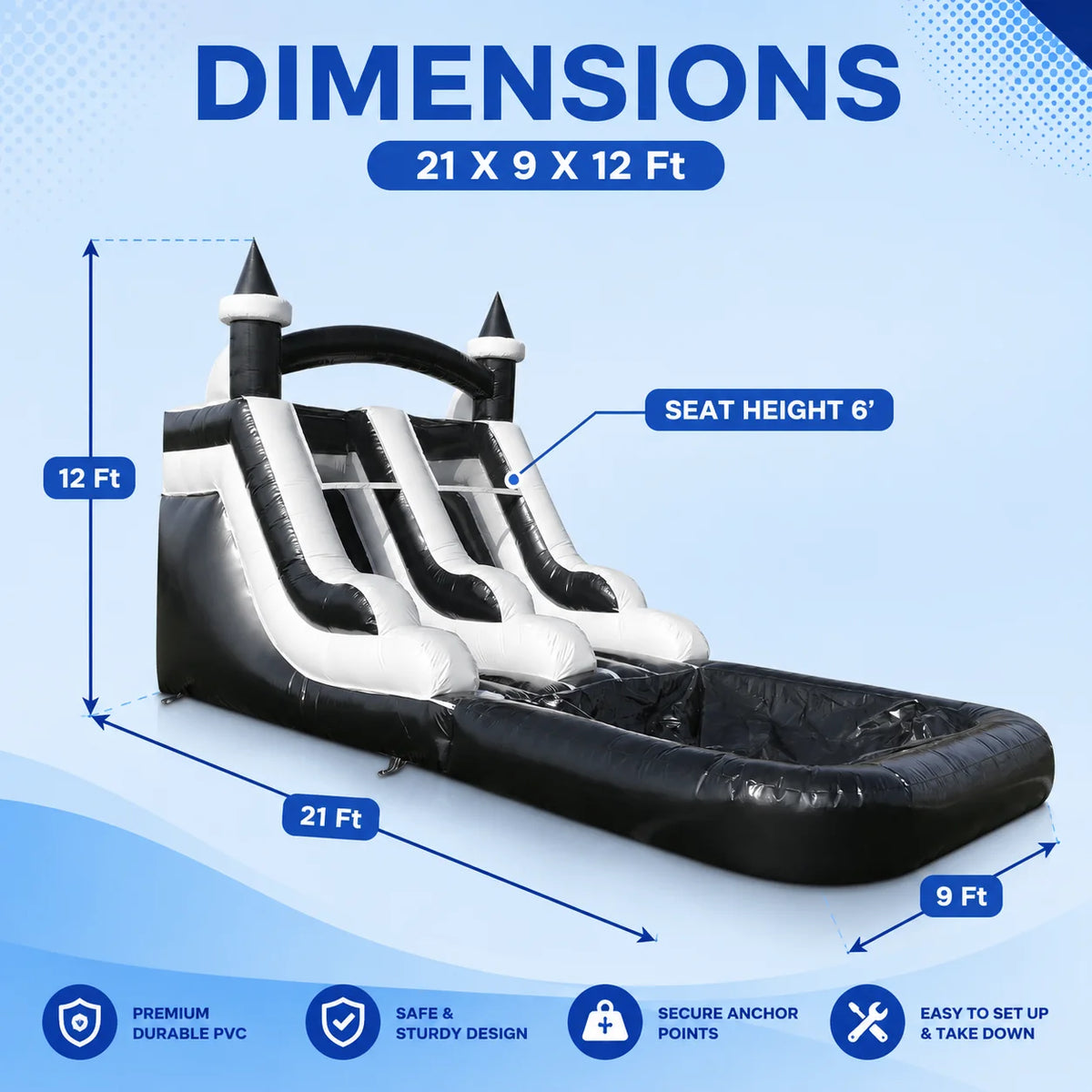 VANCEN (Without Blower) Commercial Inflatable PVC Water Slide Bouncer Castle for Outdoor Backyard Garden Summer Water Play Slide for Kids And Adults Party Entertainment