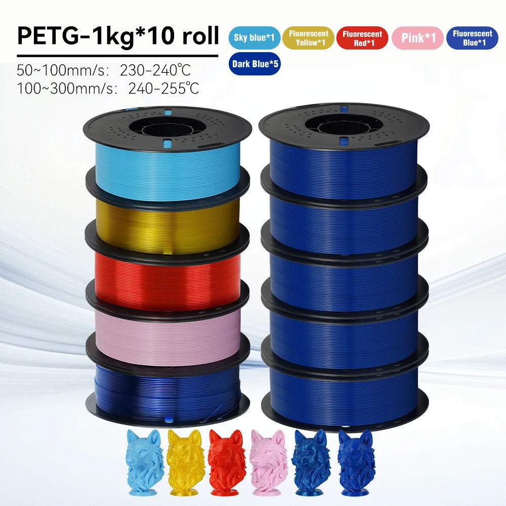 KINGROON 10KG 1.75mm PETG Filament High Quality 3D Printing Eco-friendly Plastic Material Vacuum Packaging 3D Printer Filament Fast Shipping