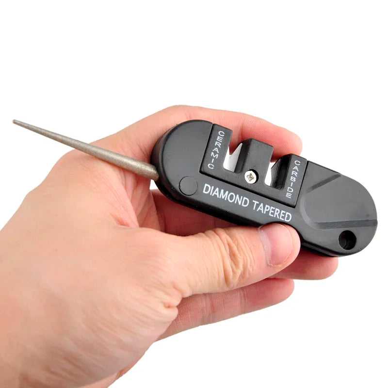 1/2Pcs 4-in-1 Portable Tungsten Ceramic Carbide Knife Sharpener Whetstone for Fish Hook Camping Hiking Outdoor Diamond Tool