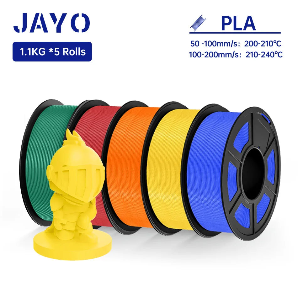 JAYO PLA Filament 1.75MM 5Rolls 3D Printer Filament PLA 100% No Bubble for FDM Coloful 3D Printing Material DIY Gift