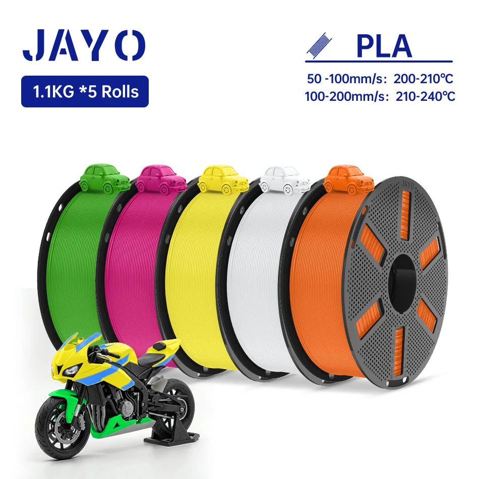 JAYO PLA Filament 1.75MM 5Rolls 3D Printer Filament PLA 100% No Bubble for FDM Coloful 3D Printing Material DIY Gift