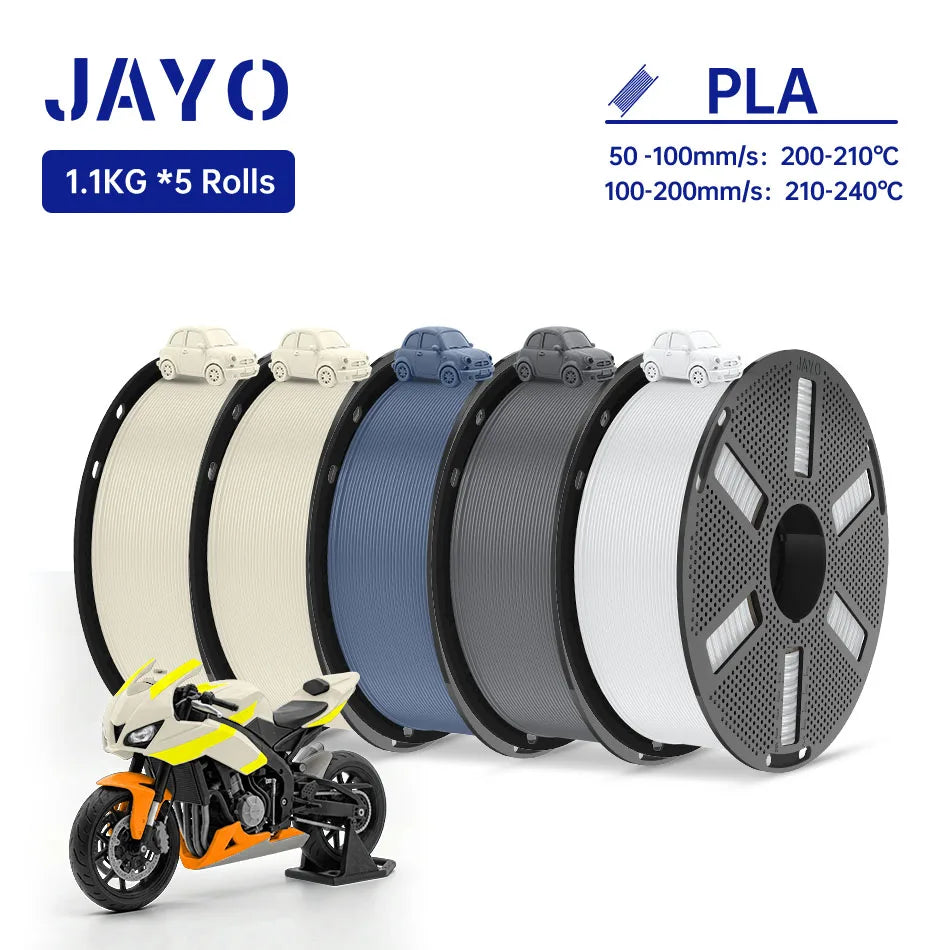 JAYO PLA Filament 1.75MM 5Rolls 3D Printer Filament PLA 100% No Bubble for FDM Coloful 3D Printing Material DIY Gift