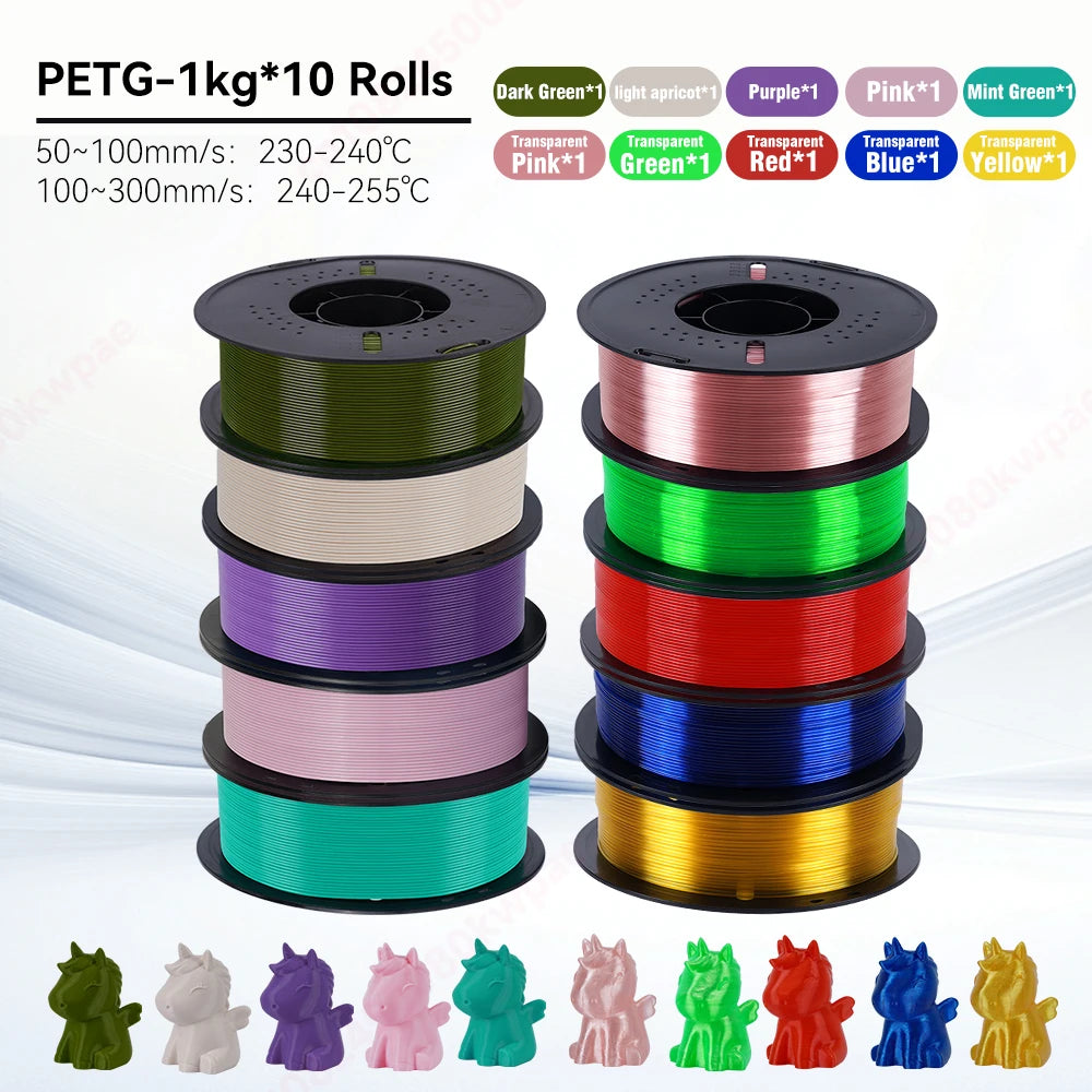 KINGROON 10KG 1.75mm PETG Filament High Quality 3D Printing Eco-friendly Plastic Material Vacuum Packaging 3D Printer Filament Fast Shipping