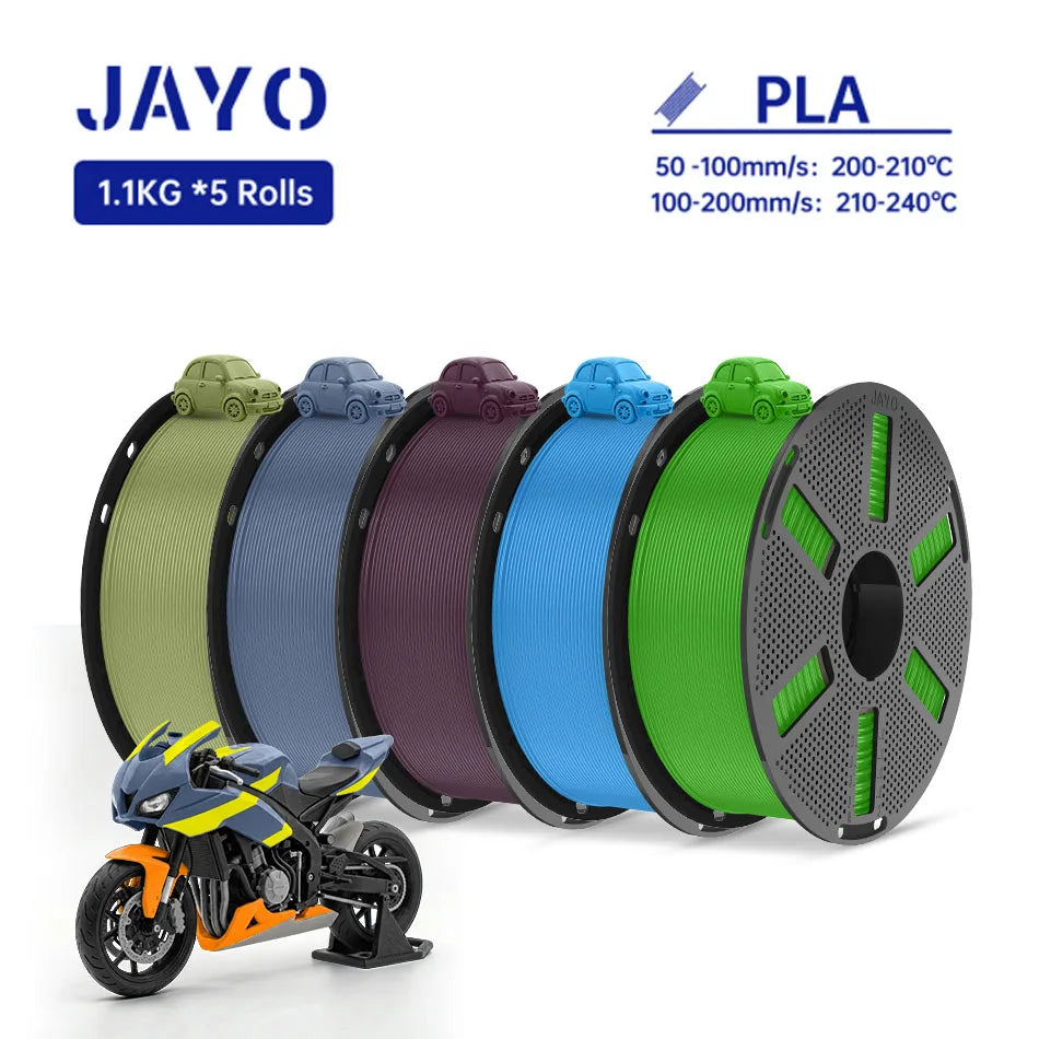 JAYO PLA Filament 1.75MM 5Rolls 3D Printer Filament PLA 100% No Bubble for FDM Coloful 3D Printing Material DIY Gift