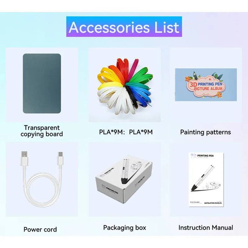 3D Printing Pen OLED Screen 3 Gears Adjustable Temperature Ceramic Nozzle Detachable Design for 1.75mm PLA ABS Filament