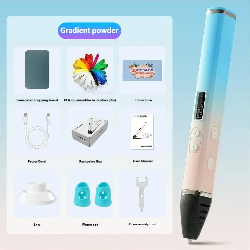 3D Printing Pen OLED Screen 3 Gears Adjustable Temperature Ceramic Nozzle Detachable Design for 1.75mm PLA ABS Filament