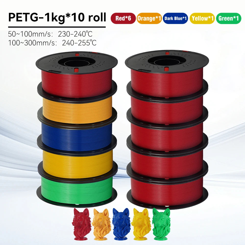 KINGROON 10KG 1.75mm PETG Filament High Quality 3D Printing Eco-friendly Plastic Material Vacuum Packaging 3D Printer Filament Fast Shipping