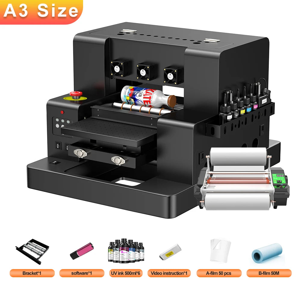 A3 UV DTF Printer Impresora L805 UV Printer Machine A3/A4 UV Flatbed Printer For Bottle Wood Metal UV Printer Sticker Printer 3d
