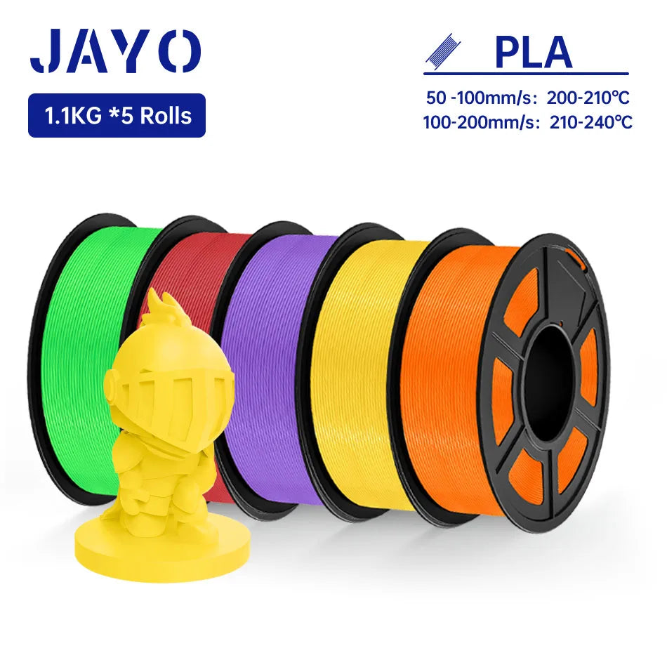 JAYO PLA Filament 1.75MM 5Rolls 3D Printer Filament PLA 100% No Bubble for FDM Coloful 3D Printing Material DIY Gift