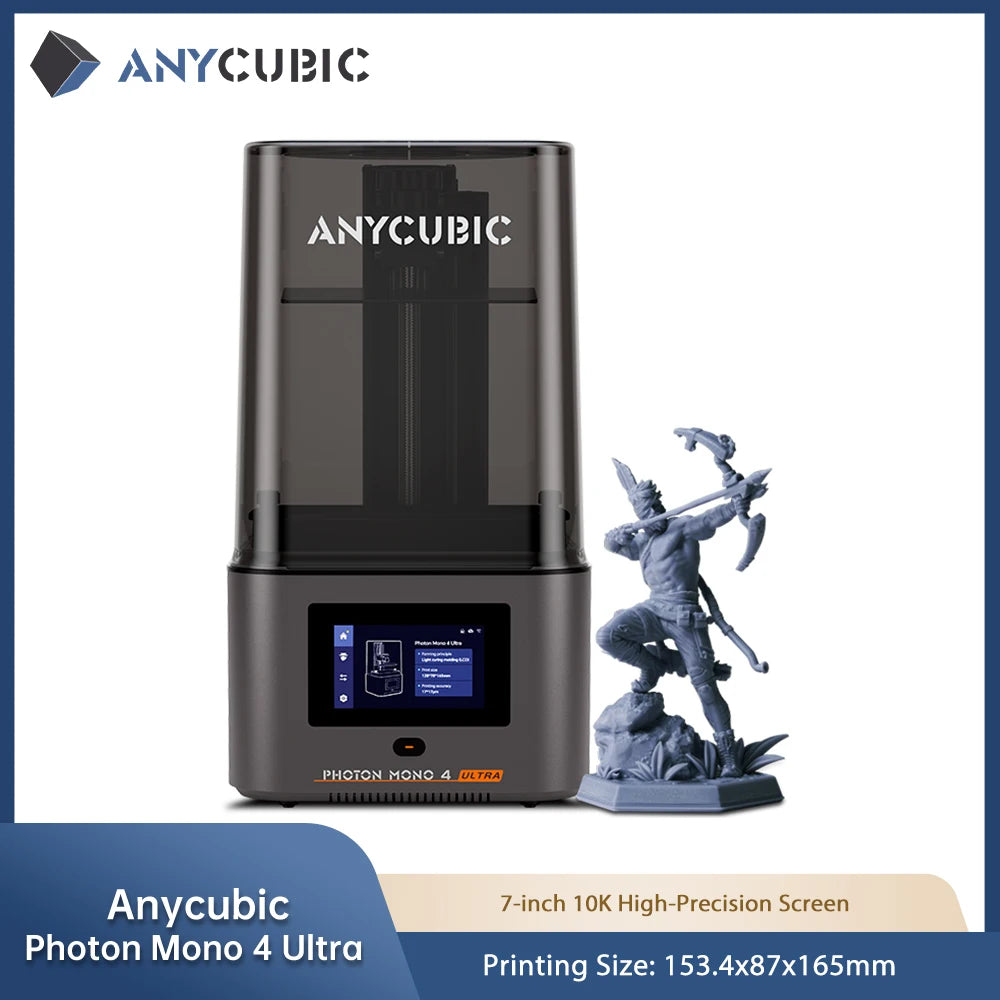 ANYCUBIC Photon Mono 4 Ultra V2 LCD 3D Printer 7" 10K UV Resin Printers High Speed 3D Printing Build Volume Size 153.4x87x165mm