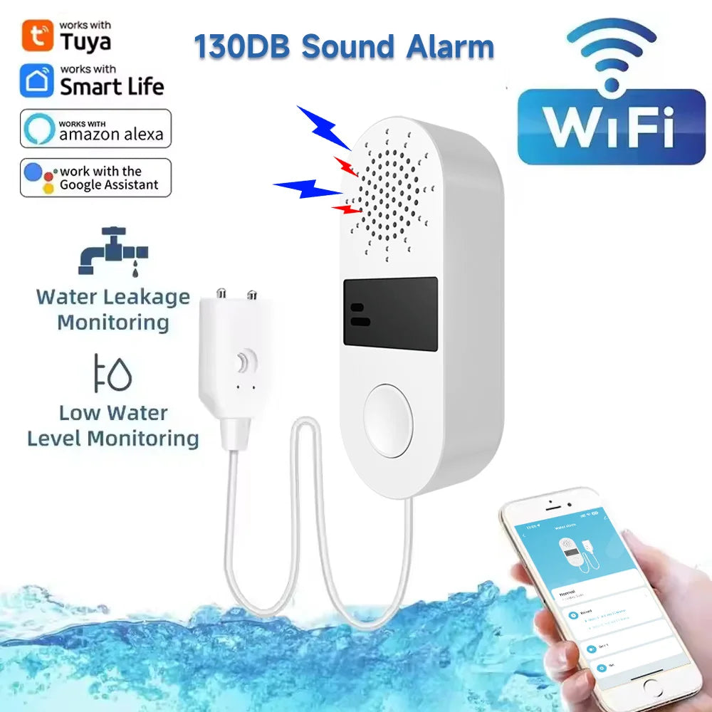 Tuya WiFi Water Leak Sensor 130DB Water Leak Detector Smart Life APP Notification Alerts,Water Flood Leak Alarm Home Security