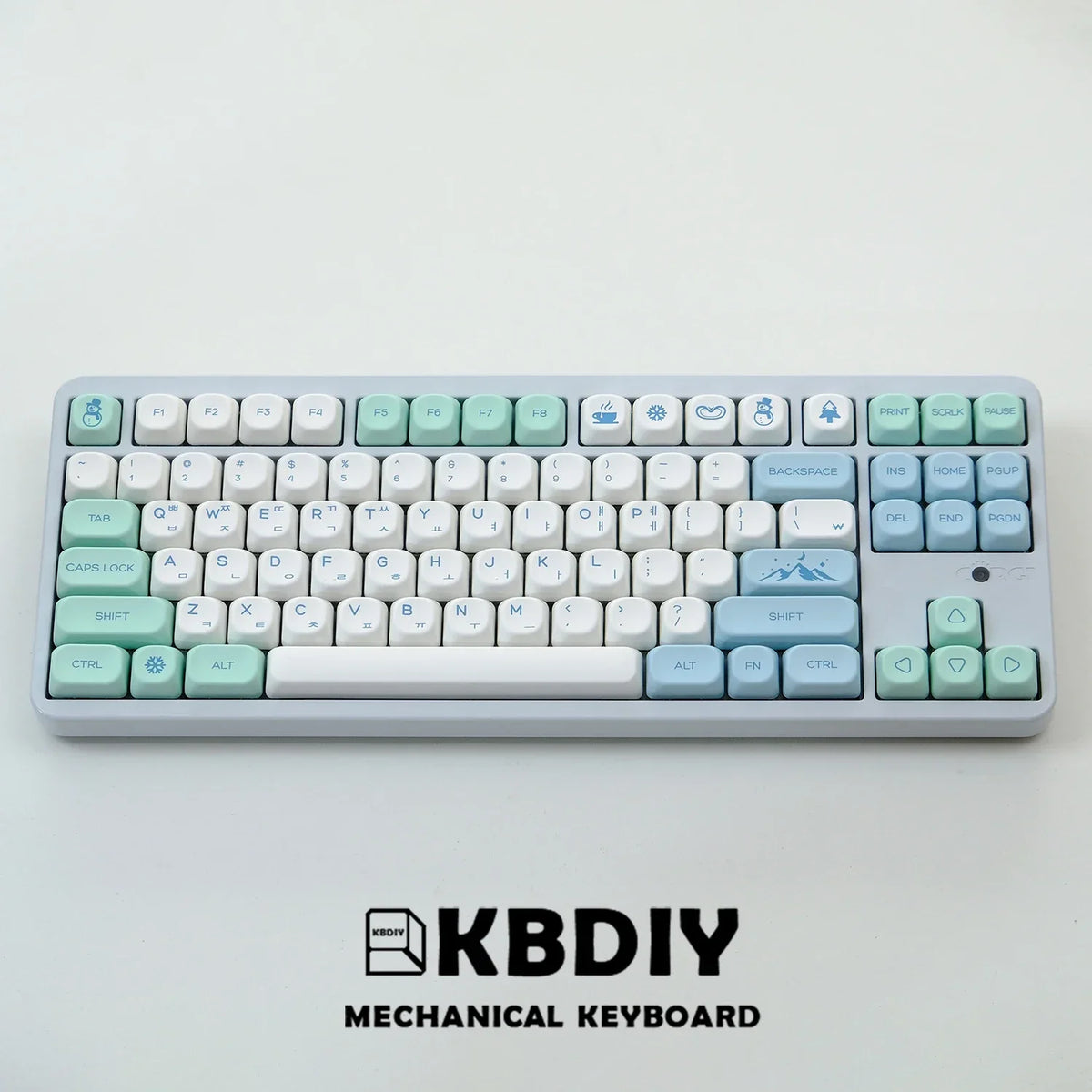 KBDiy 141 Keys/Set KOA Keycap PBT Korean Snow Mountain Keycaps Cute for Gaming Mechanical Keyboards Caps ISO Custom for 61/64/75