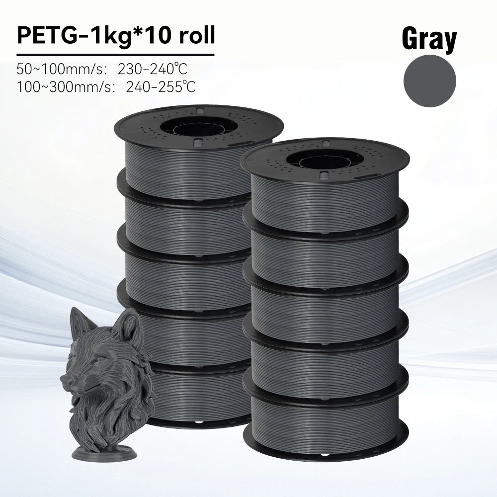 KINGROON 10KG 1.75mm PETG Filament High Quality 3D Printing Eco-friendly Plastic Material Vacuum Packaging 3D Printer Filament Fast Shipping