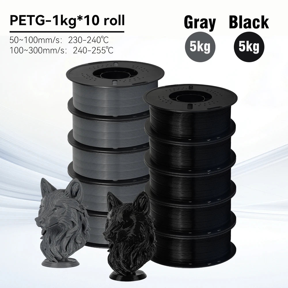 KINGROON 10KG 1.75mm PETG Filament High Quality 3D Printing Eco-friendly Plastic Material Vacuum Packaging 3D Printer Filament Fast Shipping