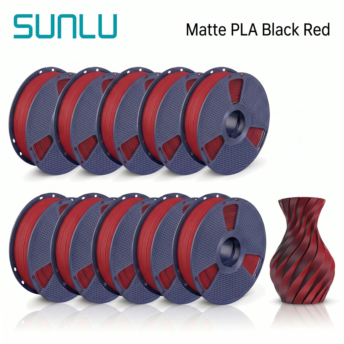 SUNLU PETG/Matte PLA Filament 10kg 1.75mm 1roll/kg(2.2lbs) For 3D Printers Wrapped Neatly Print Smoothly