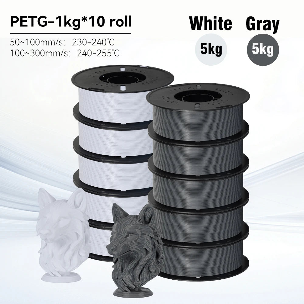 KINGROON 10KG 1.75mm PETG Filament High Quality 3D Printing Eco-friendly Plastic Material Vacuum Packaging 3D Printer Filament Fast Shipping