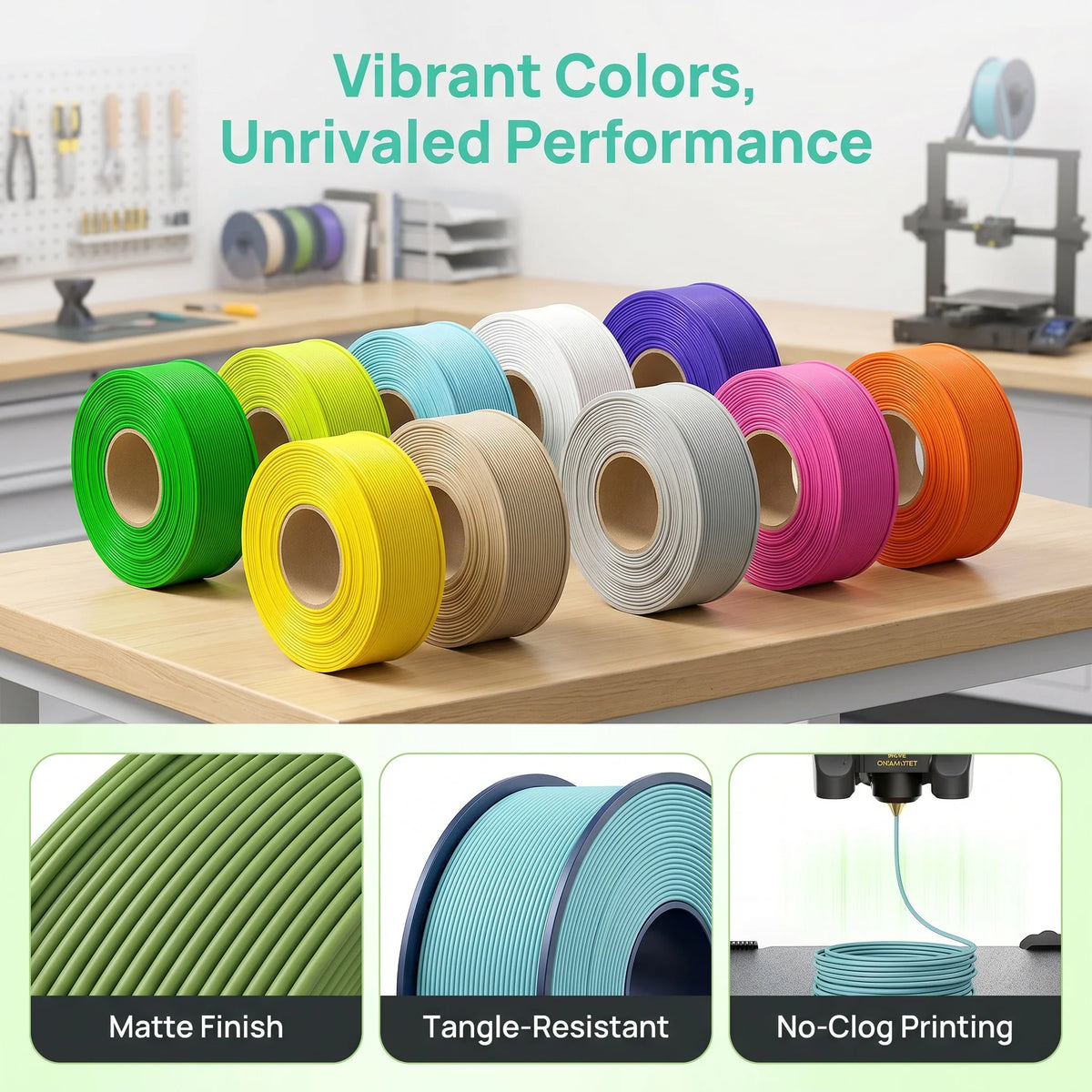 SUNLU PETG/Matte PLA Filament 10kg 1.75mm 1roll/kg(2.2lbs) For 3D Printers Wrapped Neatly Print Smoothly