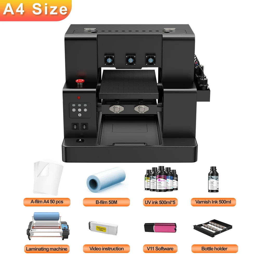 A3 UV DTF Printer Impresora L805 UV Printer Machine A3/A4 UV Flatbed Printer For Bottle Wood Metal UV Printer Sticker Printer 3d