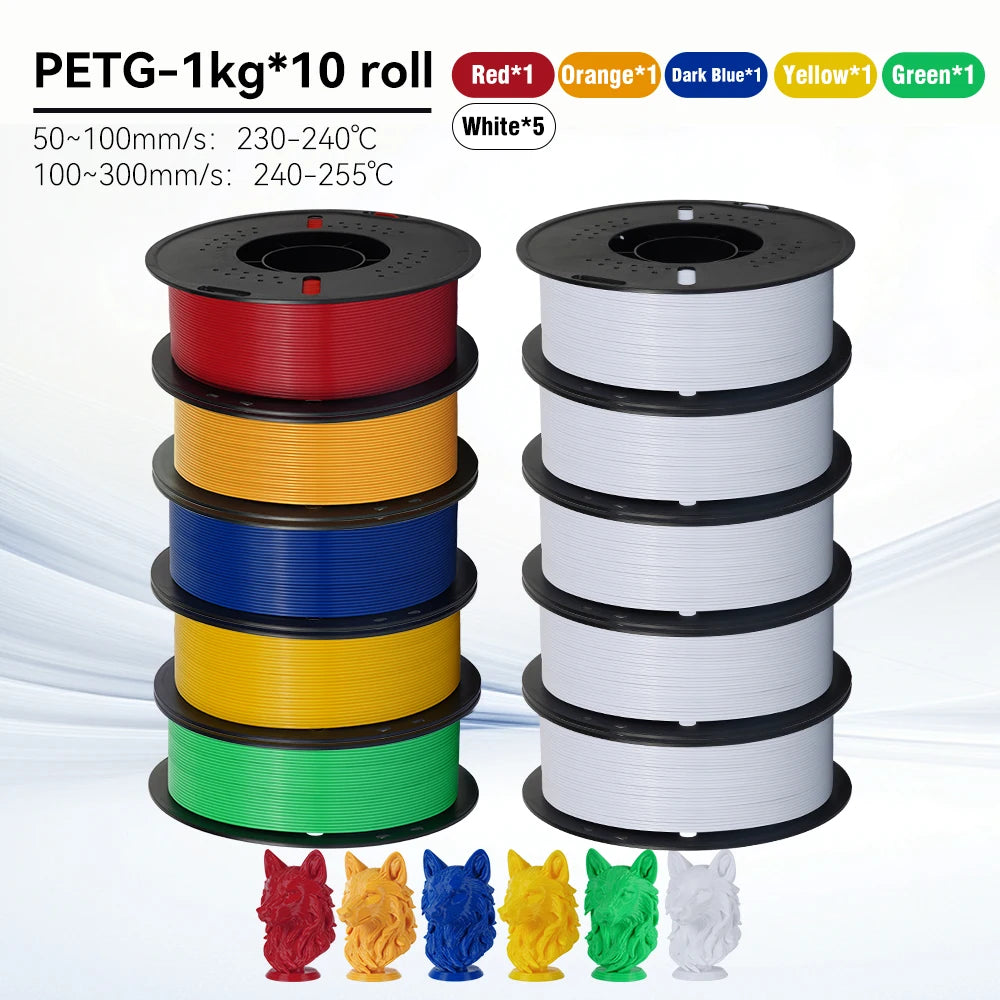 KINGROON 10KG 1.75mm PETG Filament High Quality 3D Printing Eco-friendly Plastic Material Vacuum Packaging 3D Printer Filament Fast Shipping
