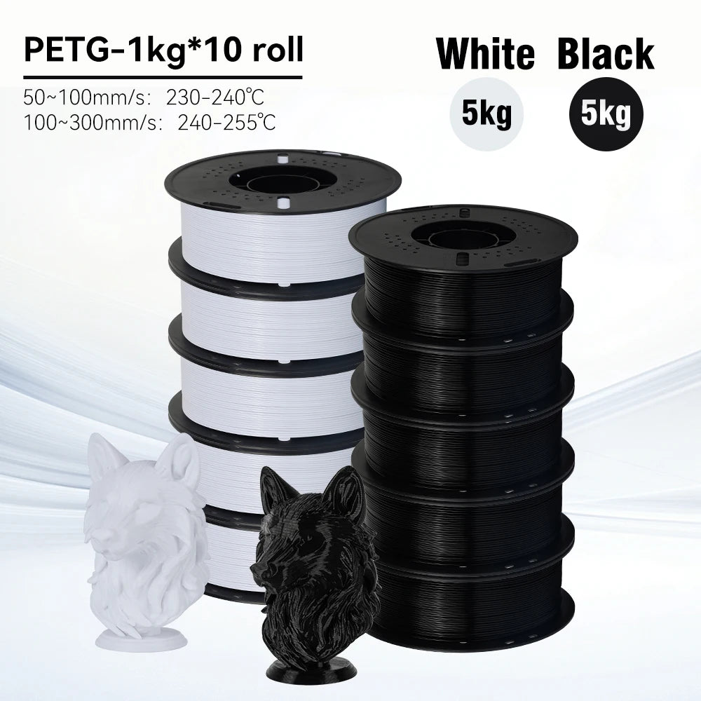 KINGROON 10KG 1.75mm PETG Filament High Quality 3D Printing Eco-friendly Plastic Material Vacuum Packaging 3D Printer Filament Fast Shipping