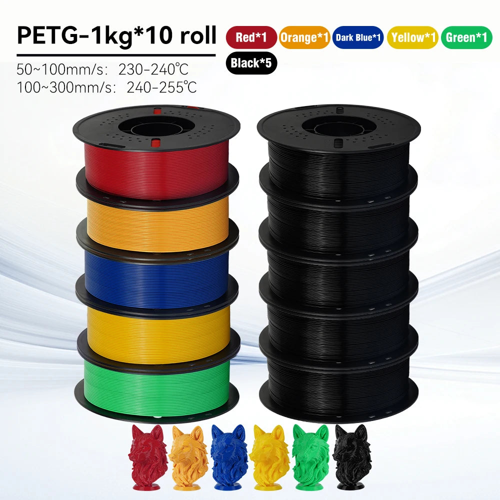 KINGROON 10KG 1.75mm PETG Filament High Quality 3D Printing Eco-friendly Plastic Material Vacuum Packaging 3D Printer Filament Fast Shipping