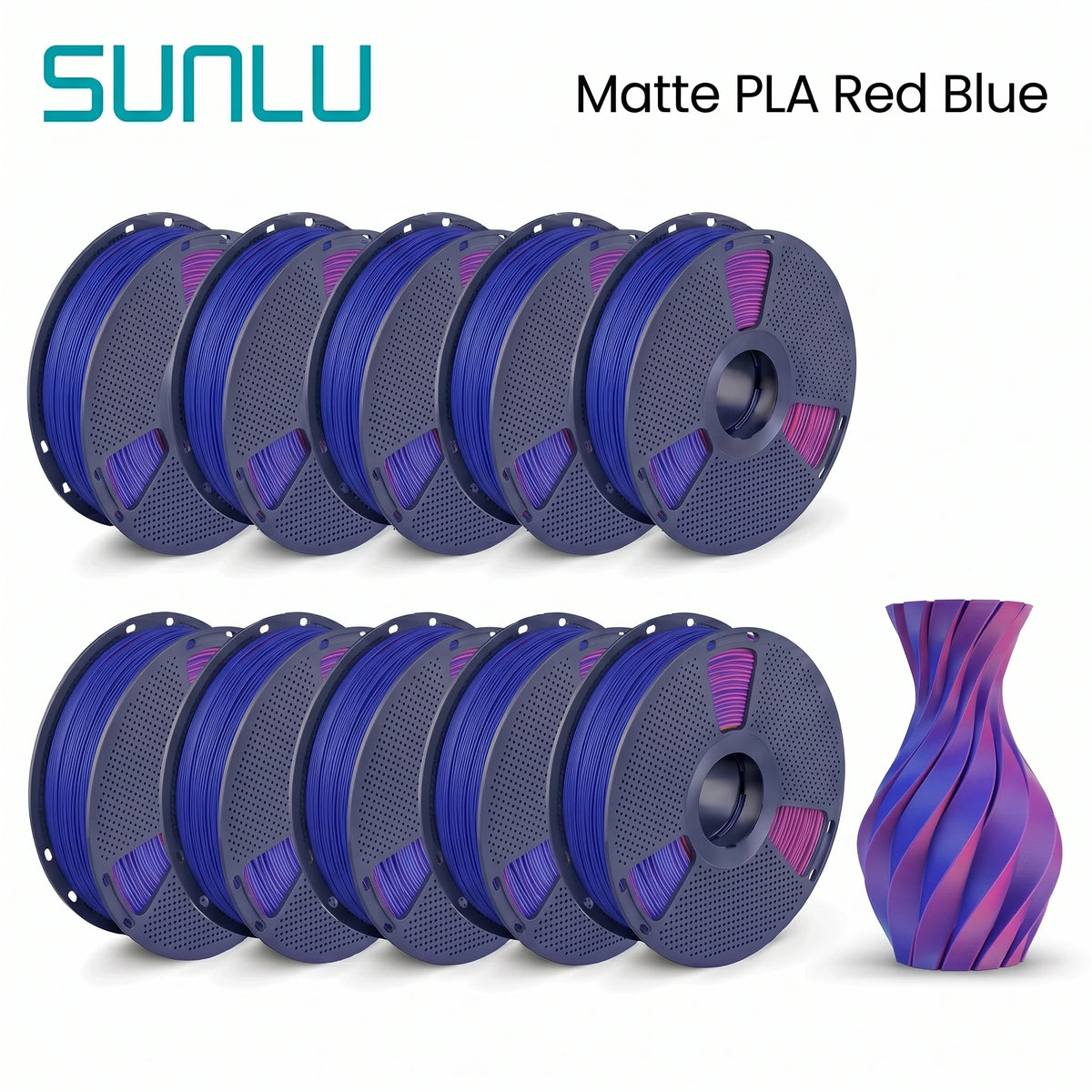 SUNLU PETG/Matte PLA Filament 10kg 1.75mm 1roll/kg(2.2lbs) For 3D Printers Wrapped Neatly Print Smoothly