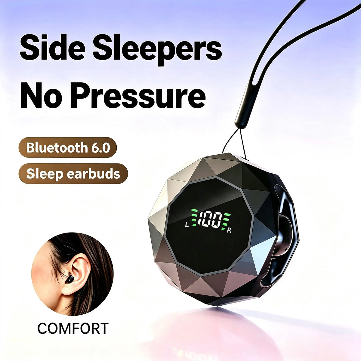 Mini Wireless Sleep Earbuds for Side Sleepers, Bluetooth 6.0 In-Ear Headphones with Noise Reduction, Ultra Small Hidden Earphones, Comfortable Fit for Long Wear & Deep Sleep & Birthday and Holiday Gifts
