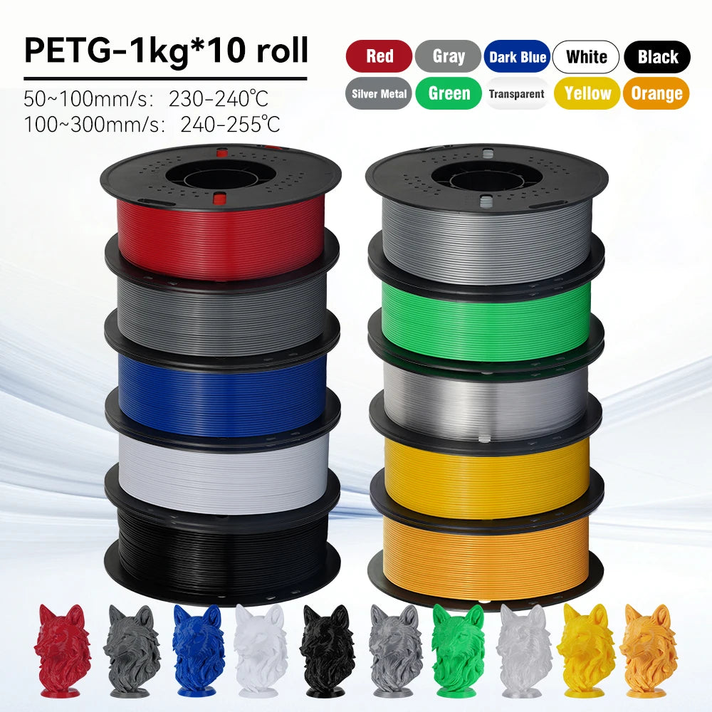 KINGROON 10KG 1.75mm PETG Filament High Quality 3D Printing Eco-friendly Plastic Material Vacuum Packaging 3D Printer Filament Fast Shipping