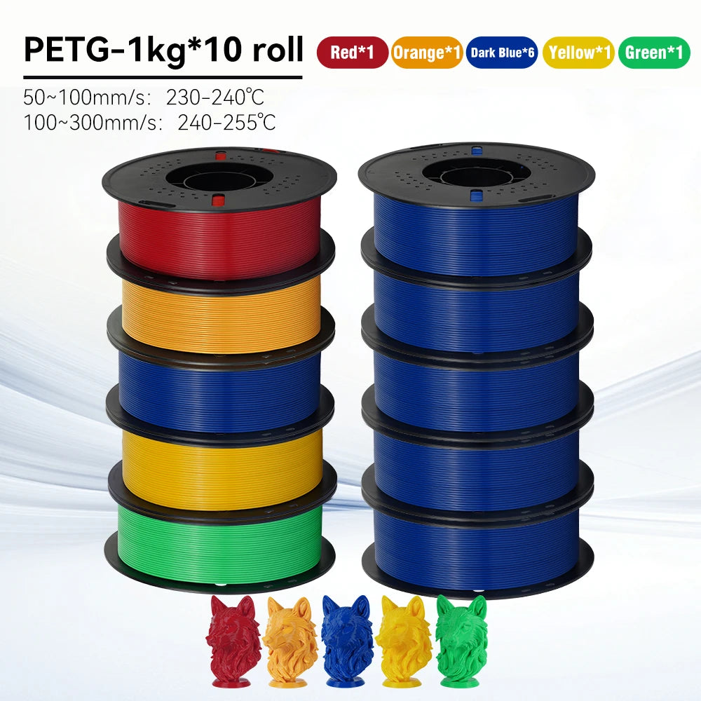 KINGROON 10KG 1.75mm PETG Filament High Quality 3D Printing Eco-friendly Plastic Material Vacuum Packaging 3D Printer Filament Fast Shipping