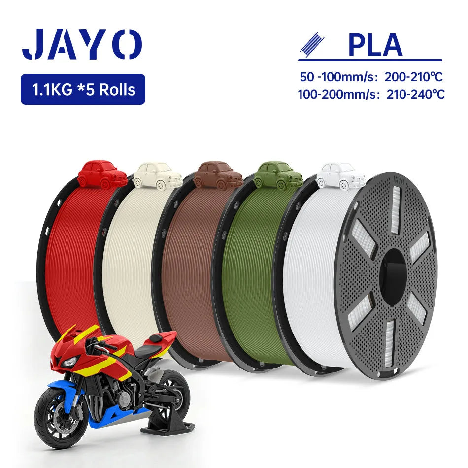 JAYO PLA Filament 1.75MM 5Rolls 3D Printer Filament PLA 100% No Bubble for FDM Coloful 3D Printing Material DIY Gift