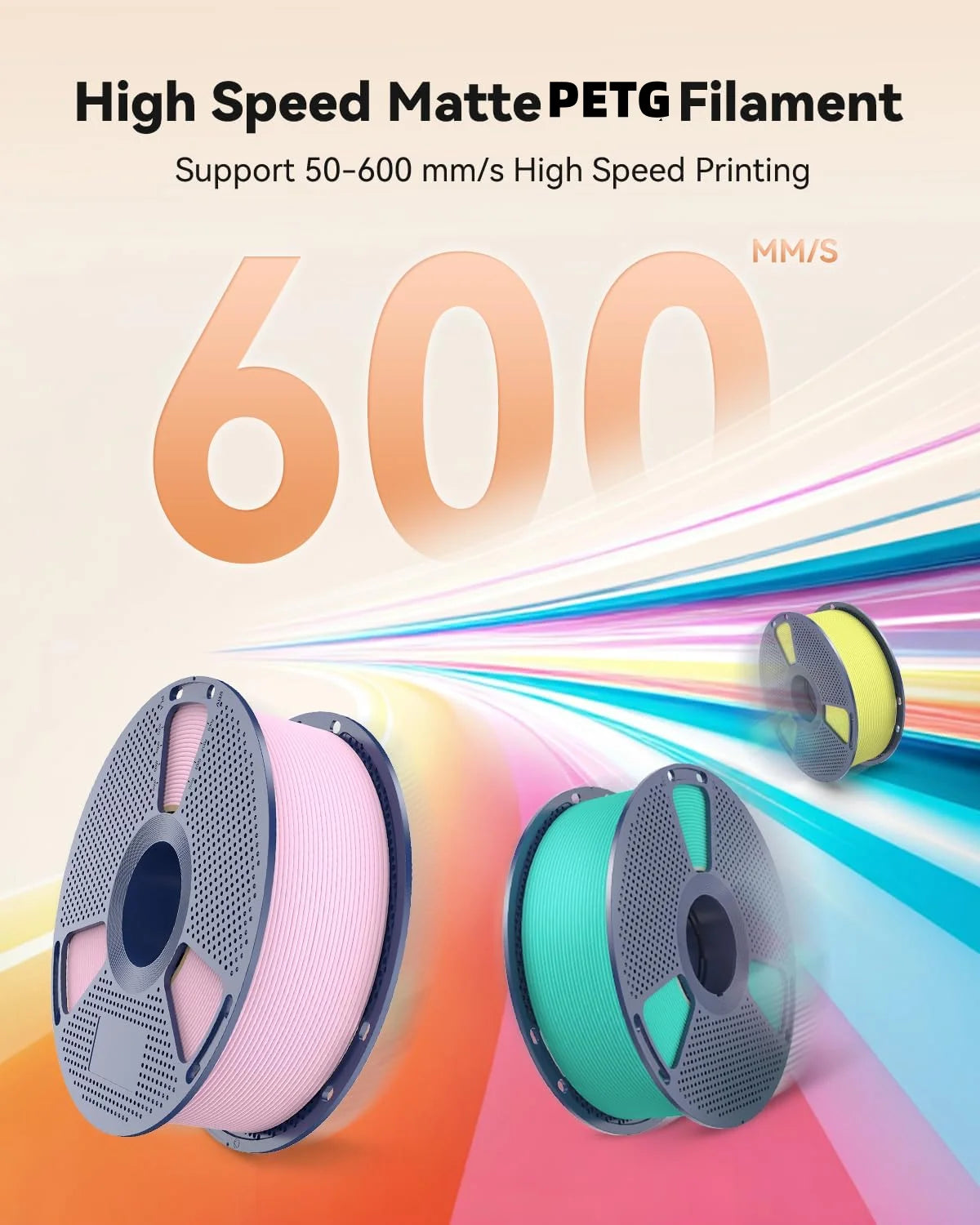 JAYO 2.2KG High Speed Matte PETG 3D Printer Filament High Flow Speedy 50-600mm/s Matte Effect PETG 3D Printing Mateials for 3D Printer & Pen