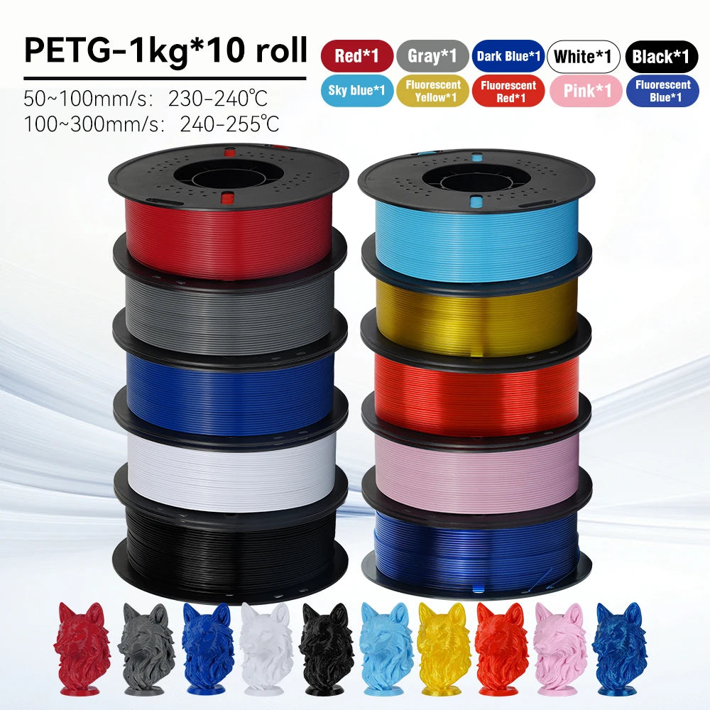 KINGROON 10KG 1.75mm PETG Filament High Quality 3D Printing Eco-friendly Plastic Material Vacuum Packaging 3D Printer Filament Fast Shipping