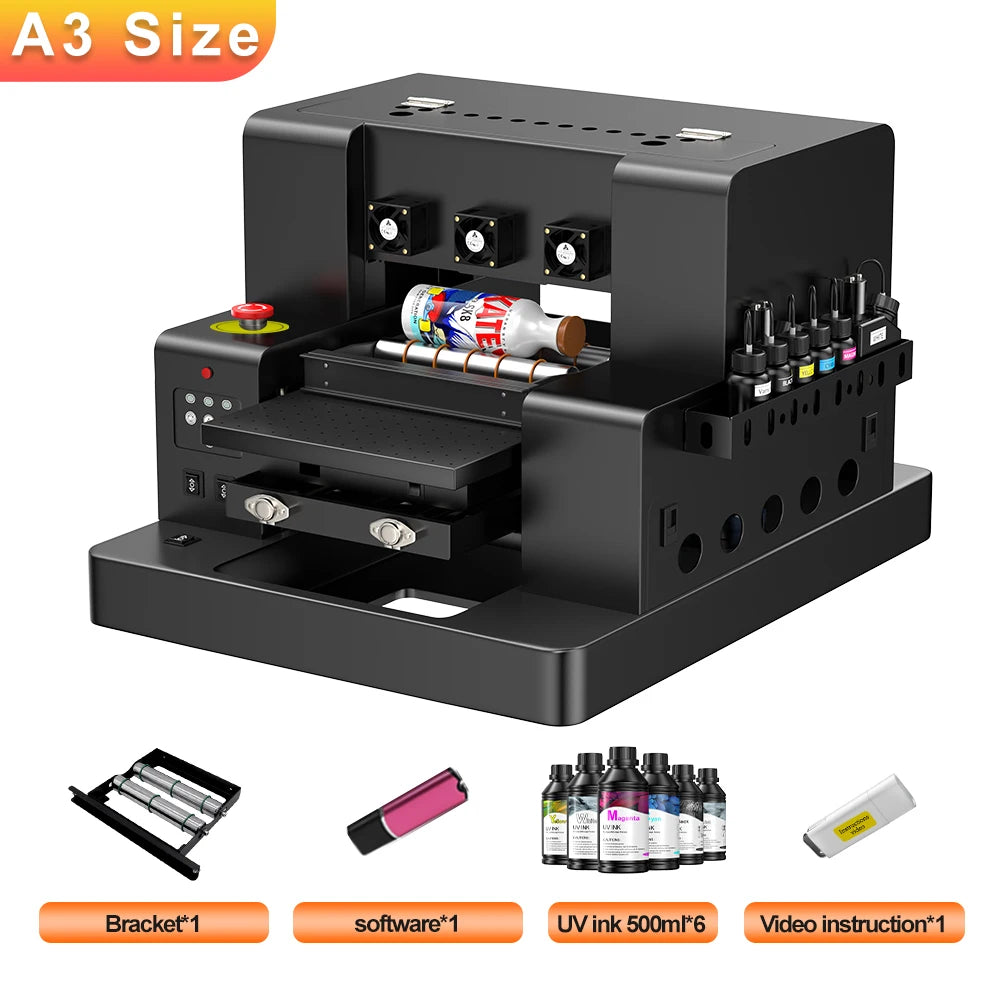 A3 UV DTF Printer Impresora L805 UV Printer Machine A3/A4 UV Flatbed Printer For Bottle Wood Metal UV Printer Sticker Printer 3d