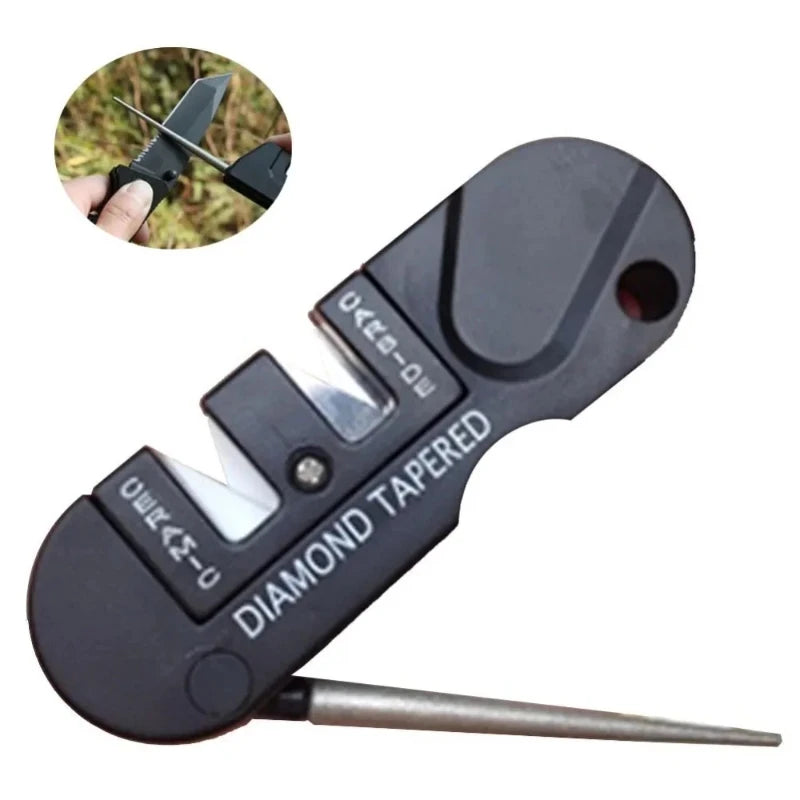 1/2Pcs 4-in-1 Portable Tungsten Ceramic Carbide Knife Sharpener Whetstone for Fish Hook Camping Hiking Outdoor Diamond Tool